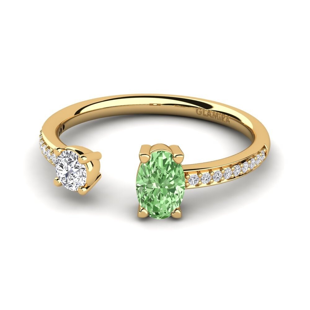 Diamante Verde Anel Ellvira