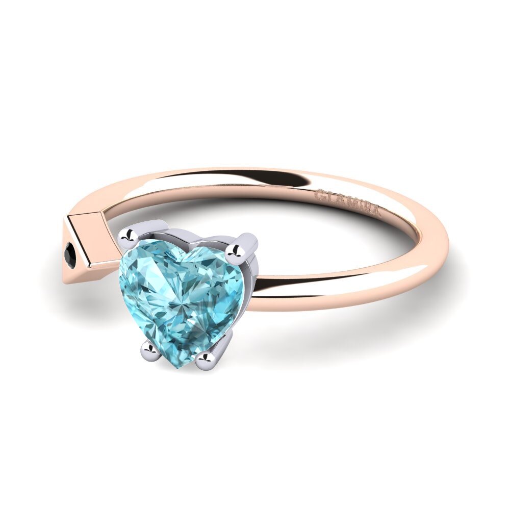 14ct Rose & White Gold Blue Zircon Ring Elodie