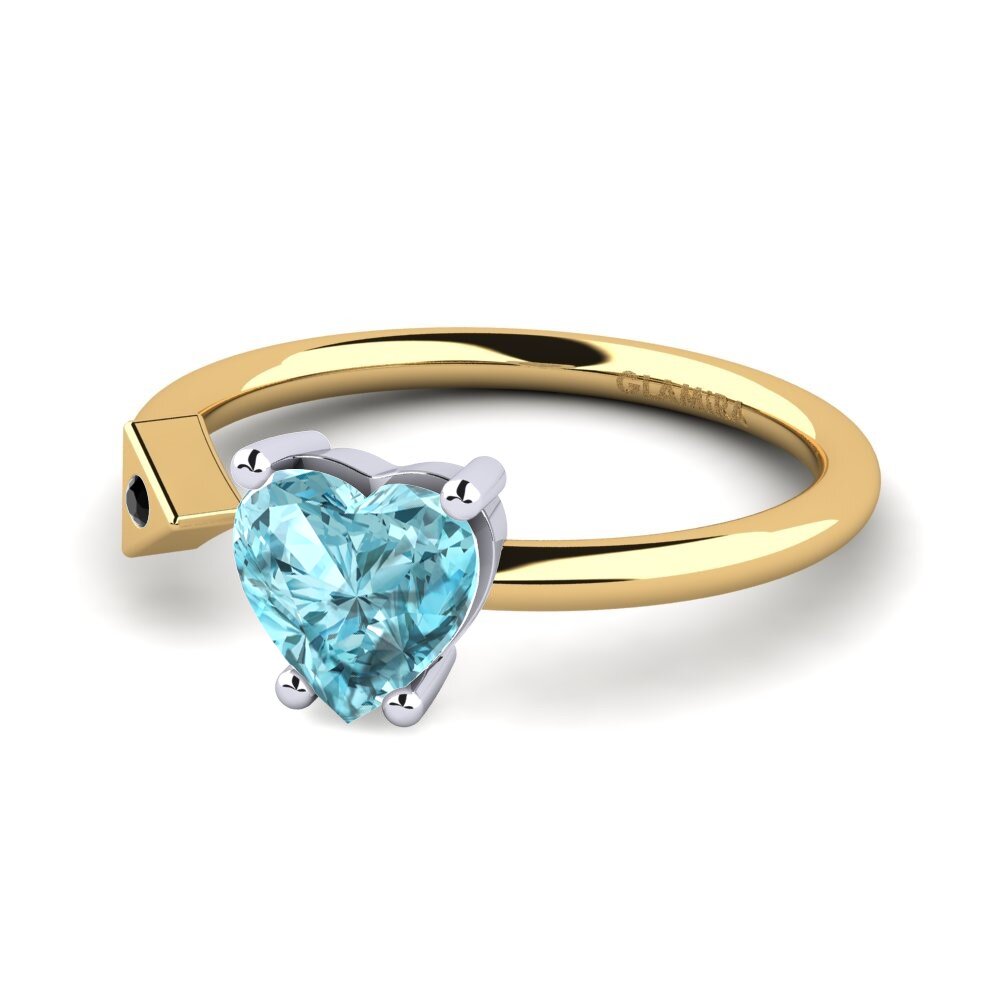 14ct Yellow & White Gold Blue Zircon Ring Elodie