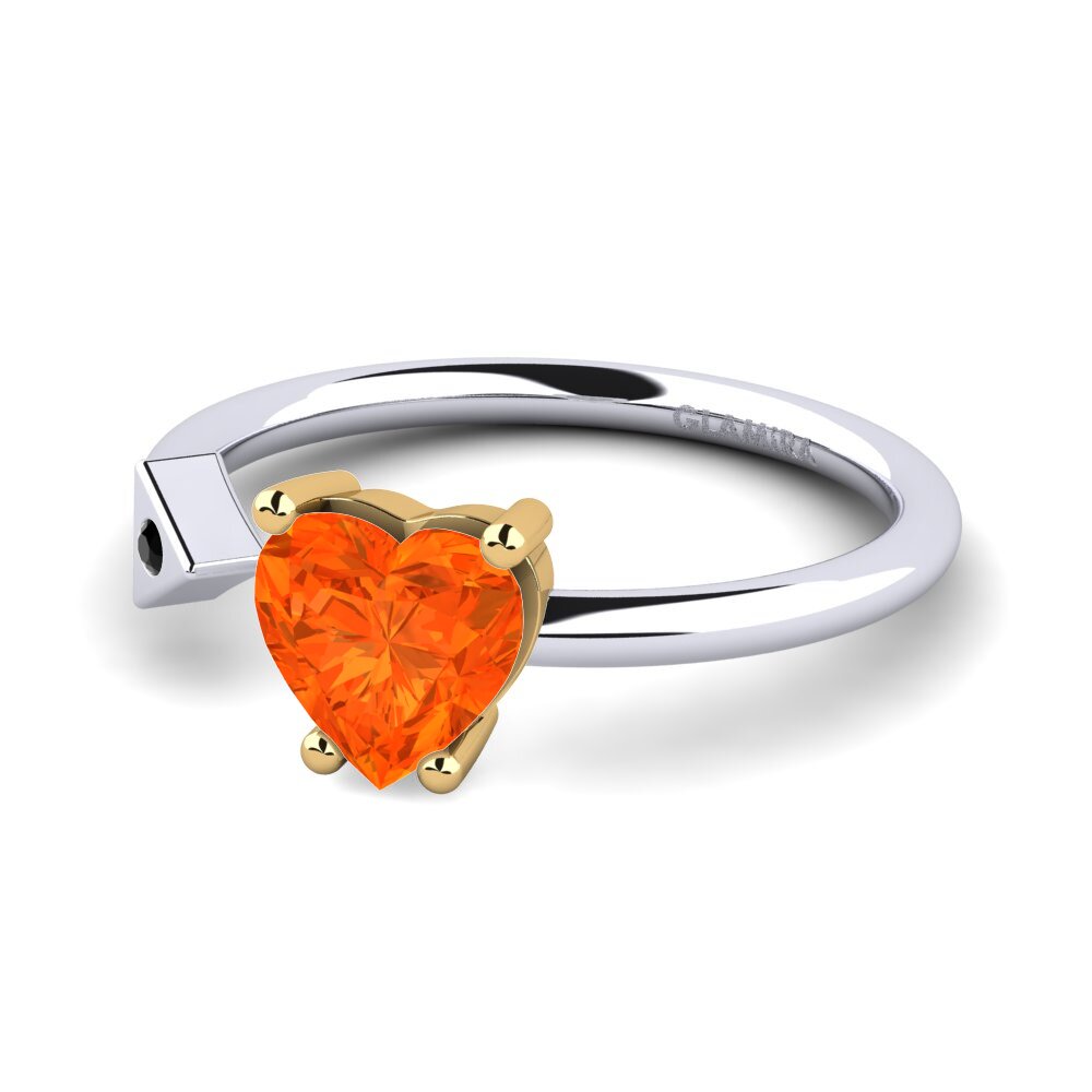 9ct White & Yellow Gold Fire Opal Ring Elodie