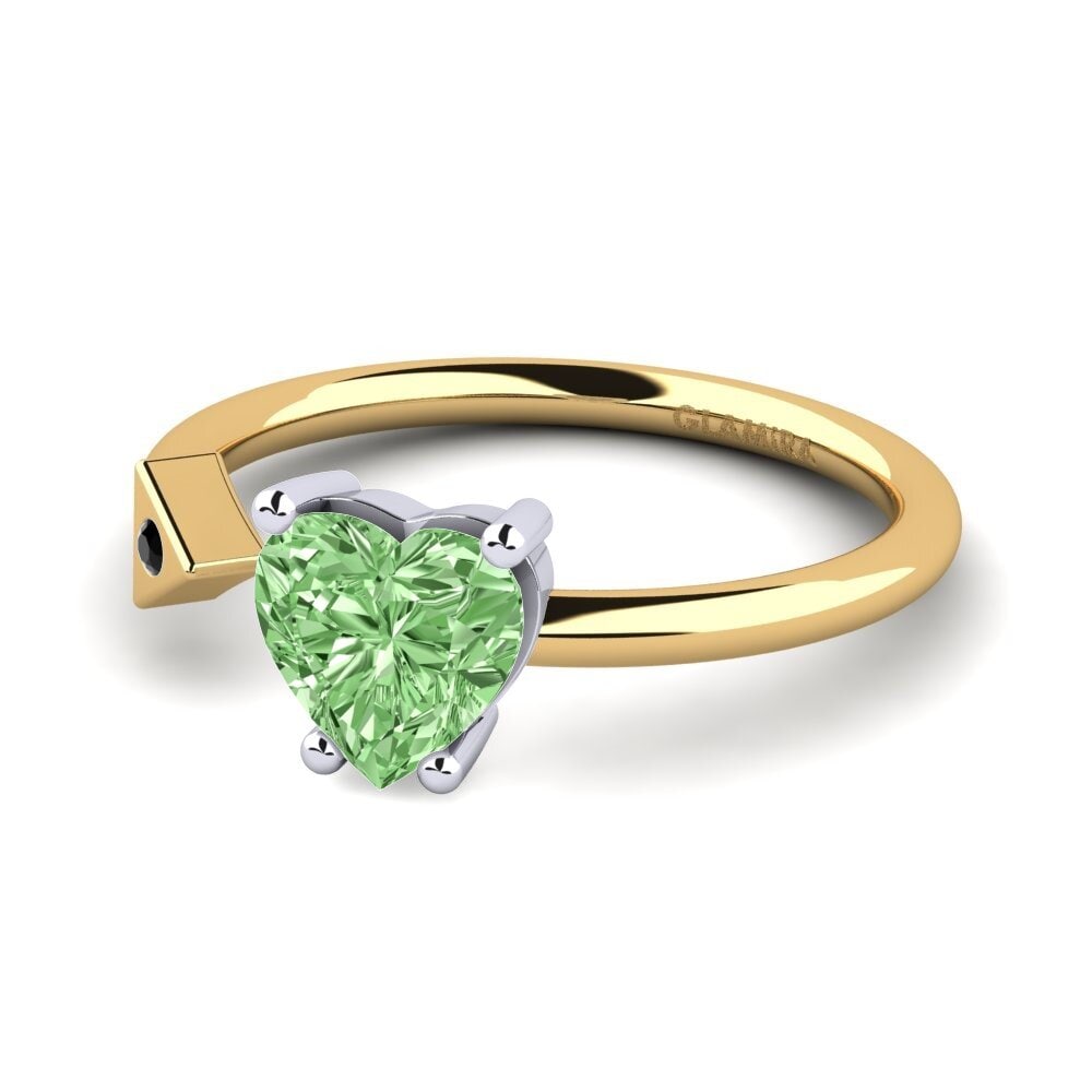 18ct Yellow & White Gold Green Diamond Ring Elodie