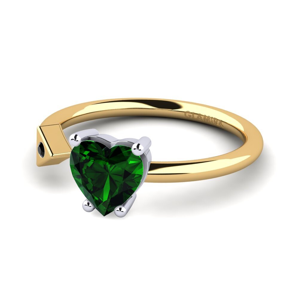 14ct Yellow & White Gold Green Tourmaline Ring Elodie