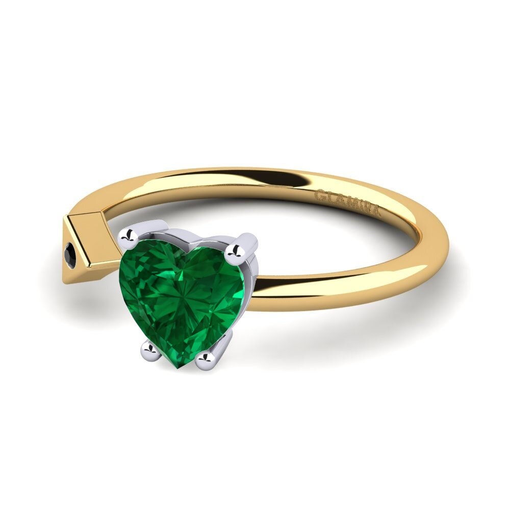 18ct Yellow & White Gold Emerald (Lab Created) Ring Elodie