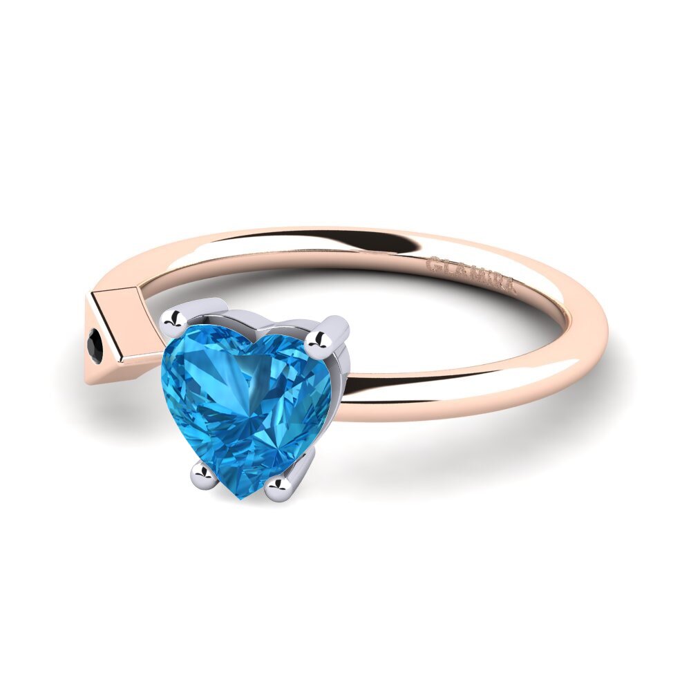 18ct Rose & White Gold Blue Topaz Ring Elodie