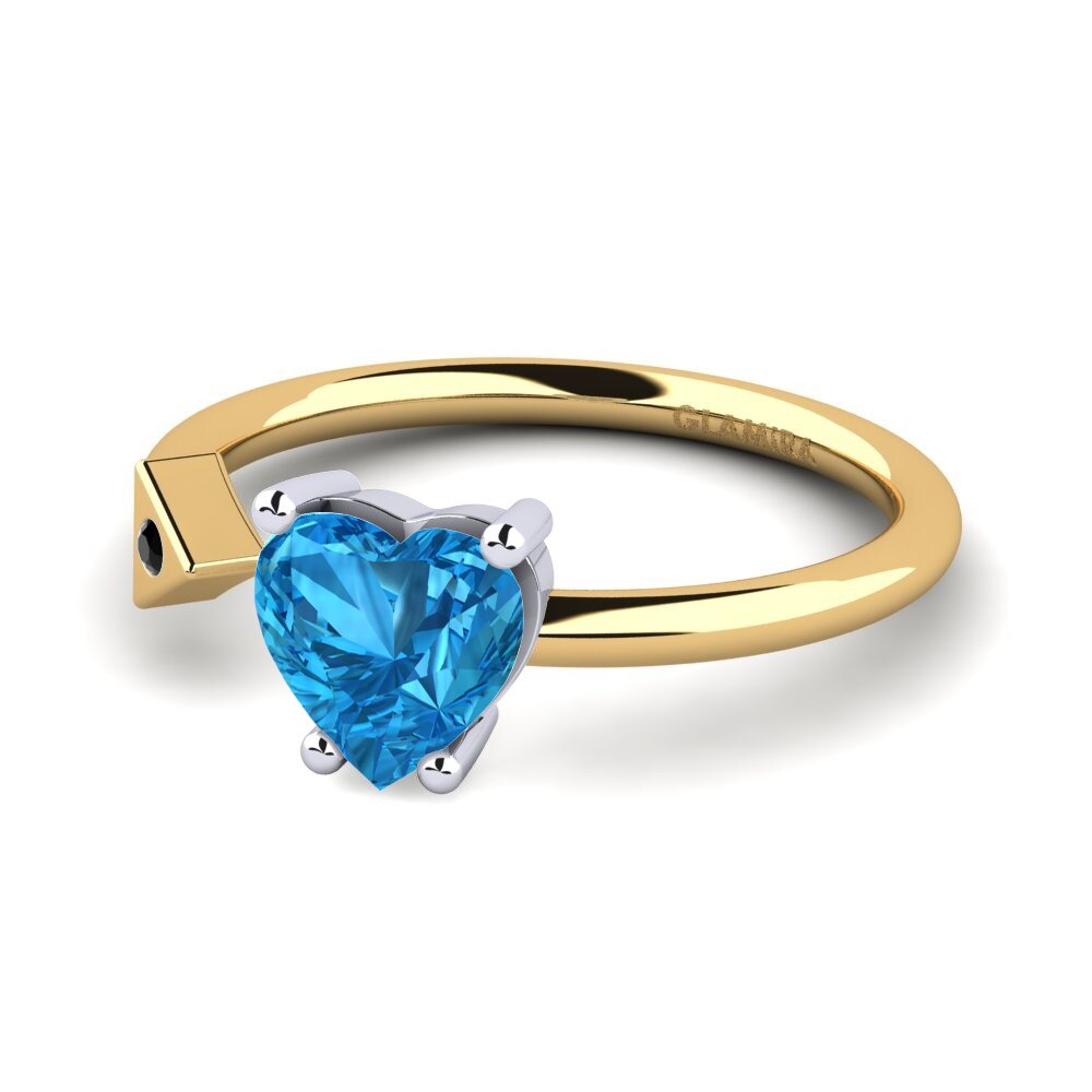 18ct Yellow & White Gold Blue Topaz Ring Elodie