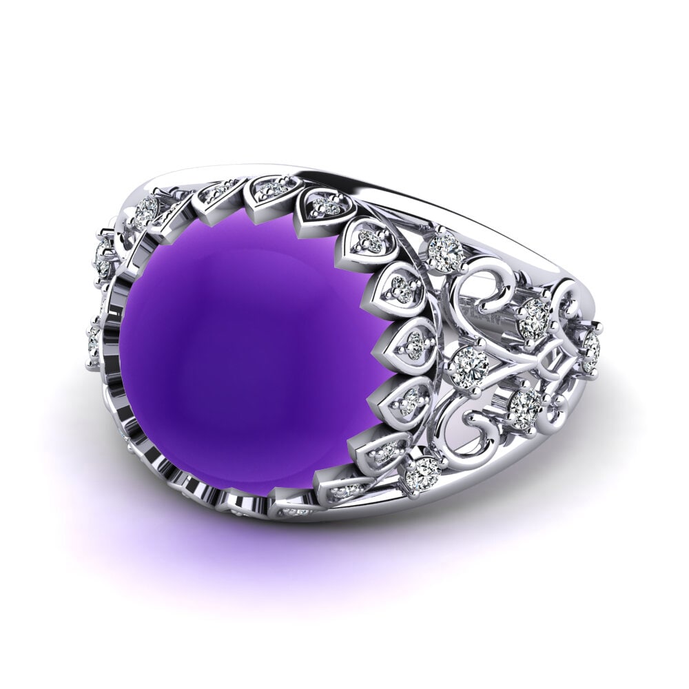 950 Palladium Cabochon Amethyst Ring Elrica