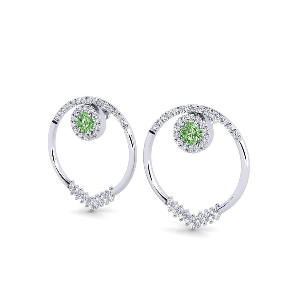 950 Platinum Green Diamond SYLVIE Earring Elvita