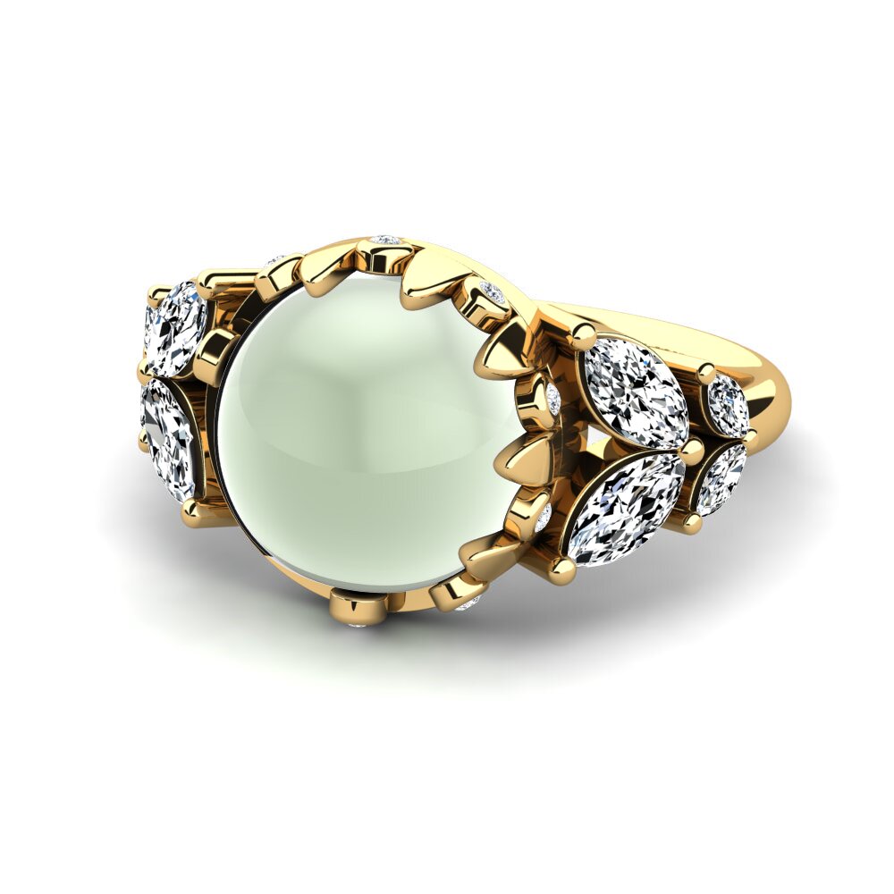Amatista Verde Cabujón Anillo Emanuella