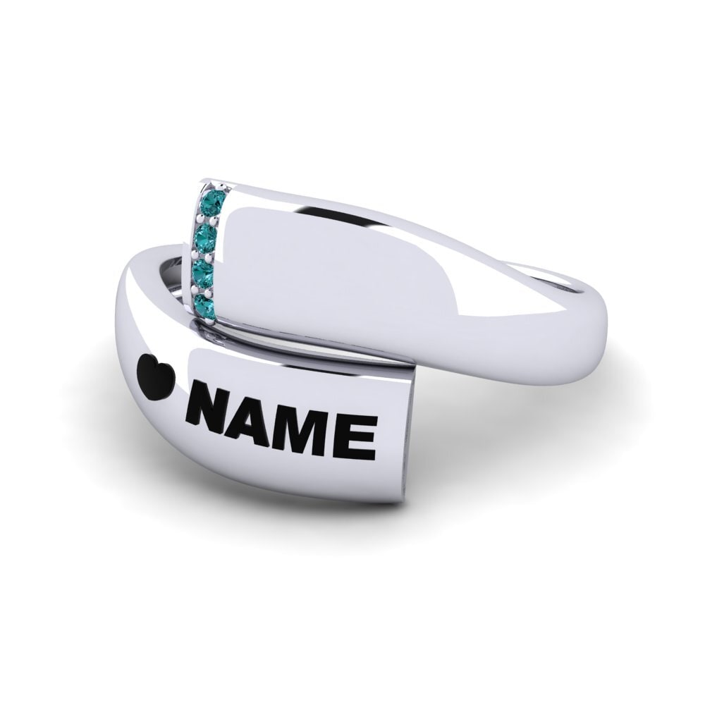 Palladium 950 Blauer Diamant Ringe Emblish