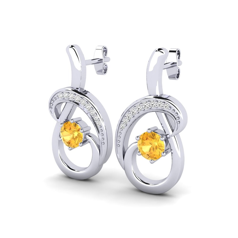 Thạch Anh Vàng Bông tai nữ Emilie