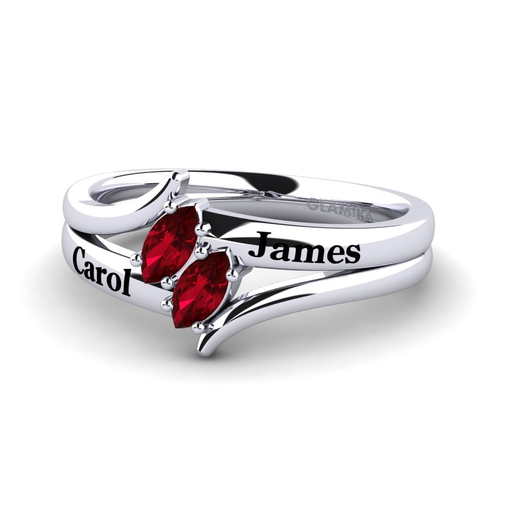 Palladium 950 Roter Zirkonia Ringe Emmanila