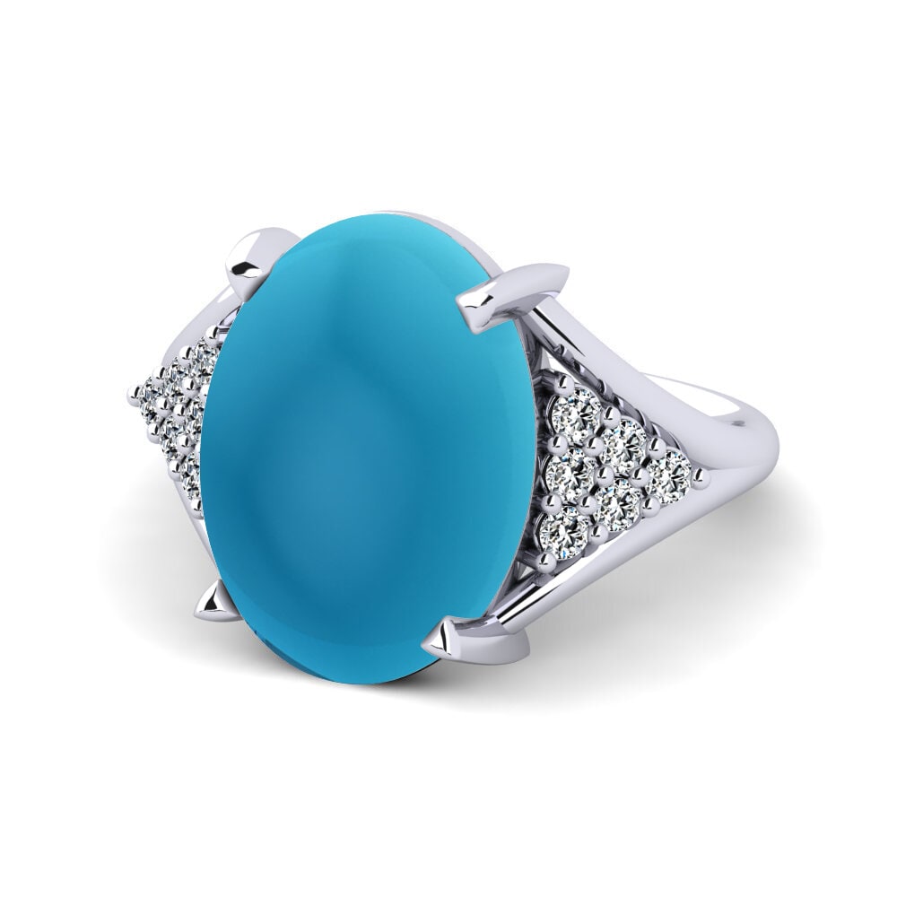Topacio Azul Cabujón Anillo Emmily