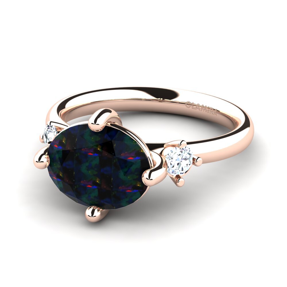 Black Opal Engagement Ring Emonde