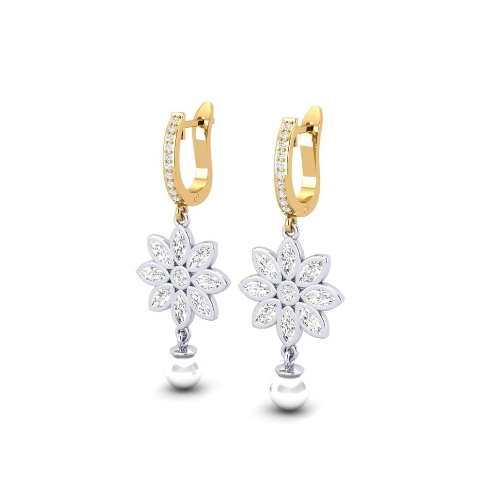 9ct White & Yellow Gold White sapphire Women's Earring Encaisse