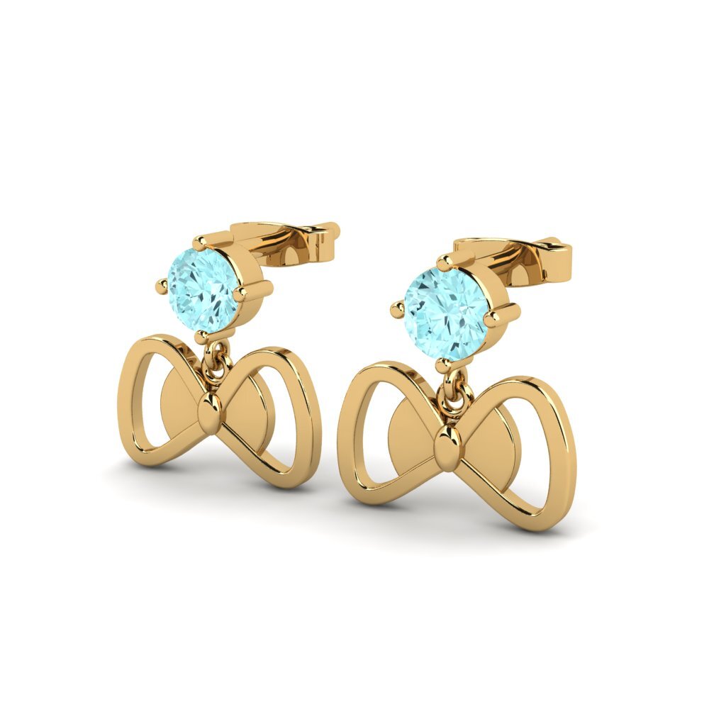14ct Yellow Gold Aquamarine Women's Earring Endivia