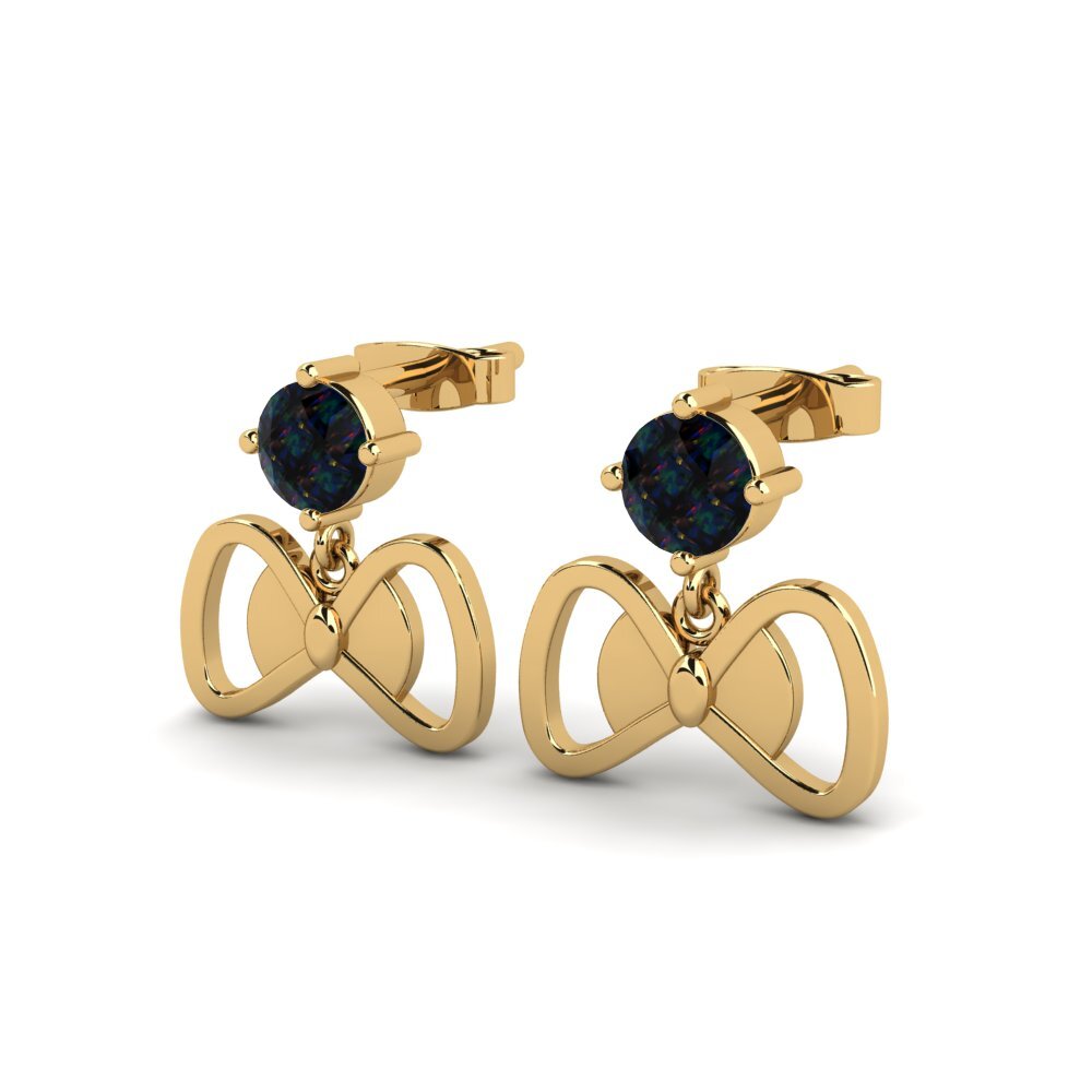 14ct Yellow Gold Black Opal Women's Earring Endivia