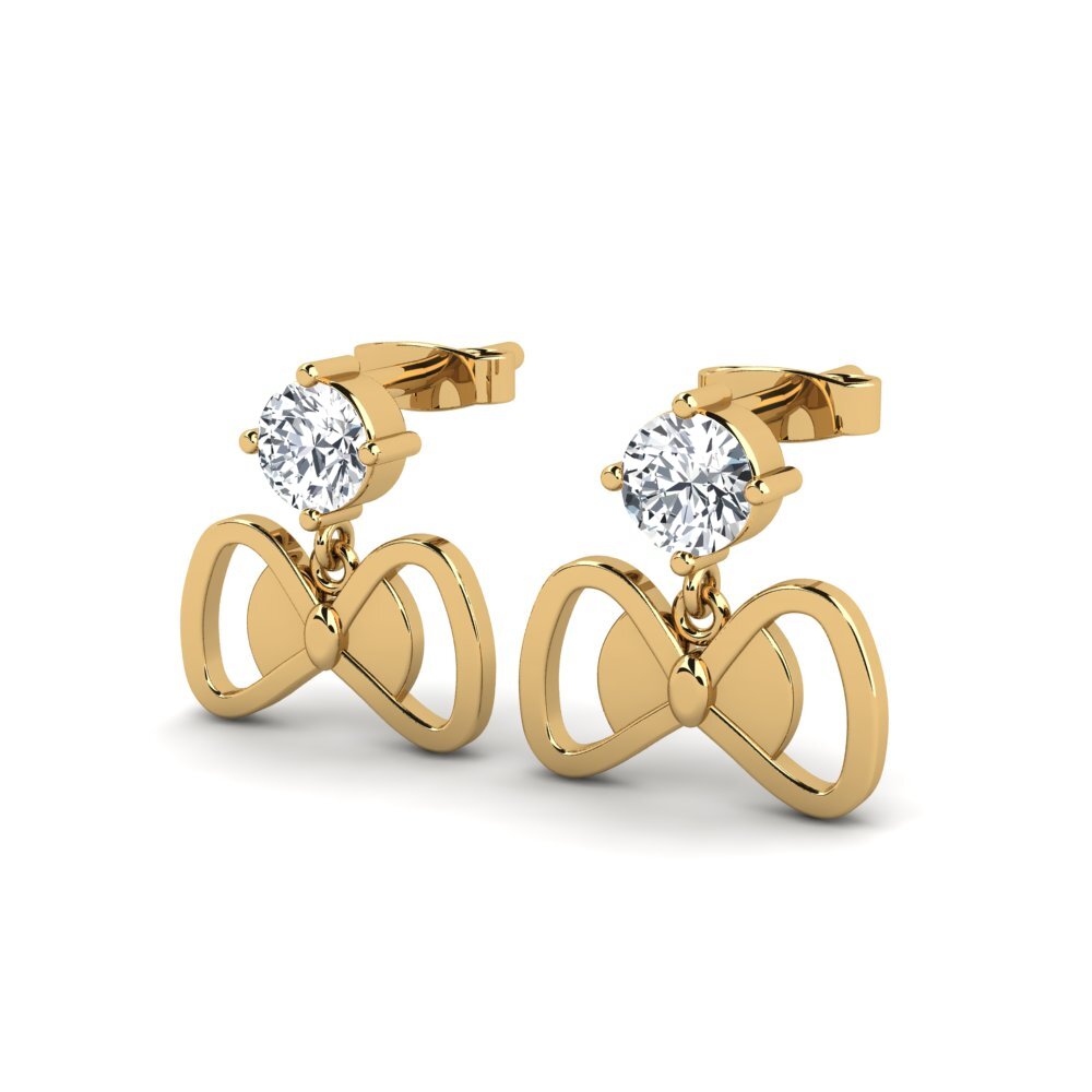 14ct Yellow Gold White Zircon Women's Earring Endivia