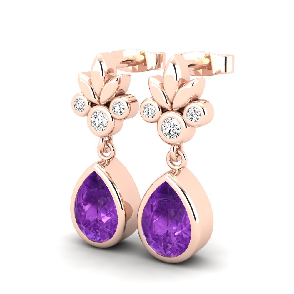 18ct Rose Gold Amethyst Women's Earring Enissa