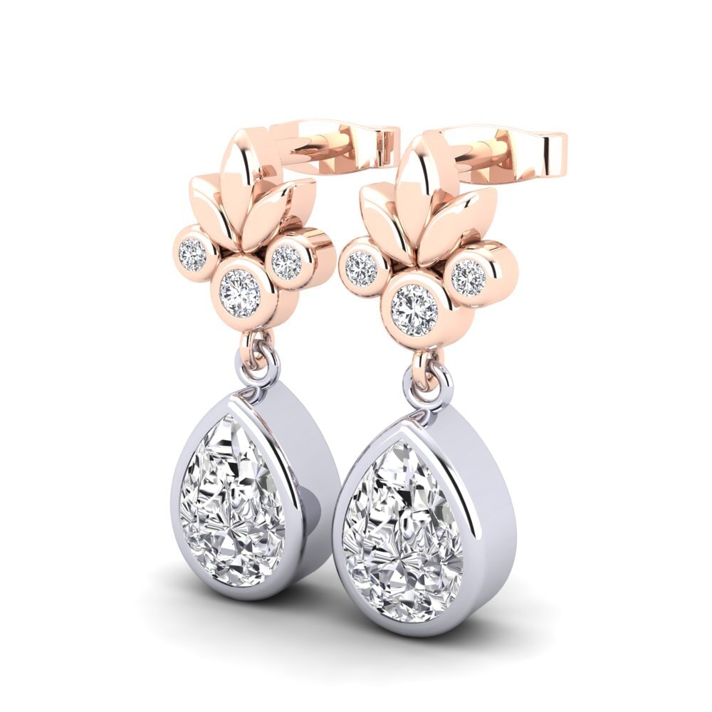 14k Oro Rosa/Blanco Pera Pendiente de mujer Enissa