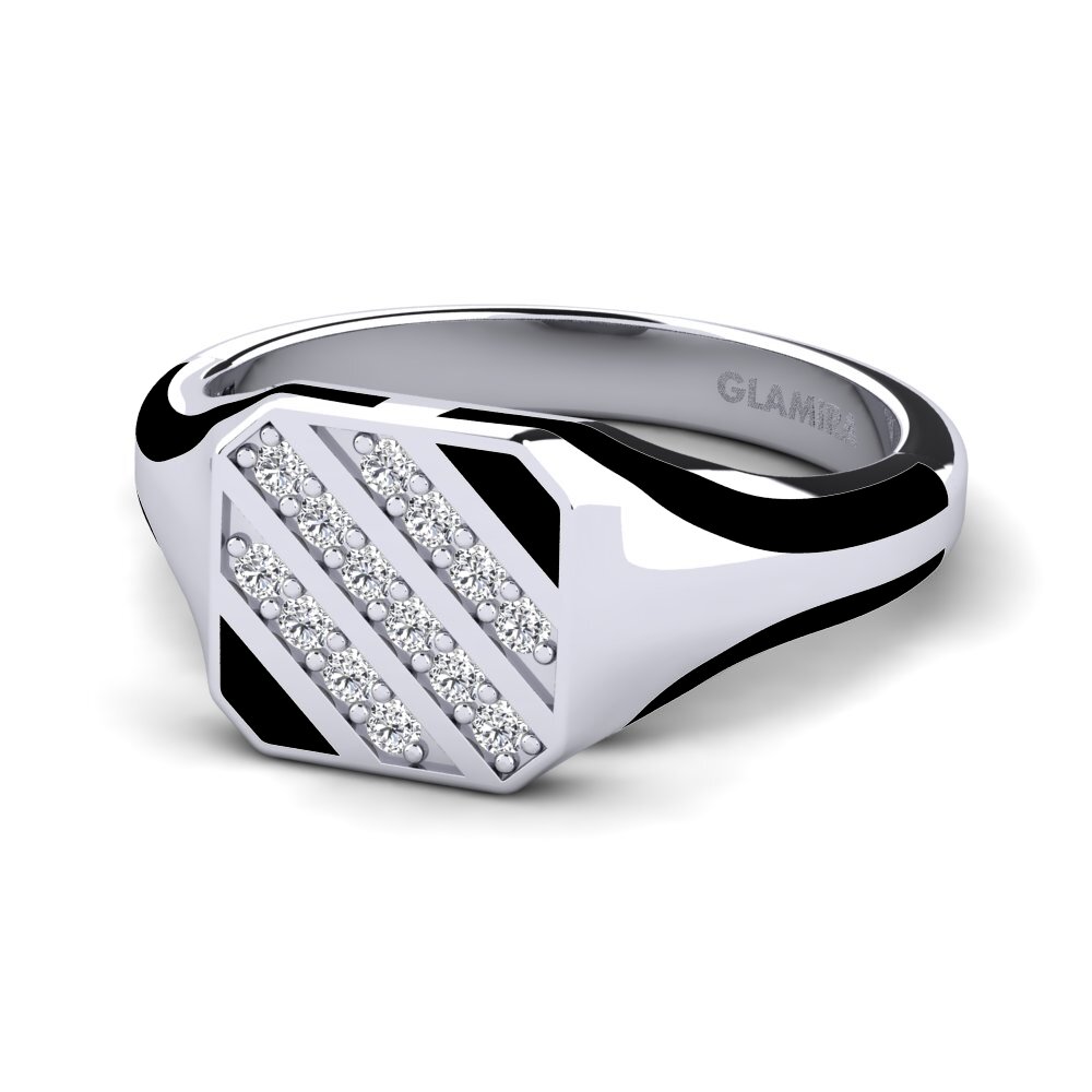 14k Oro Blanco Anillo meñique Enje