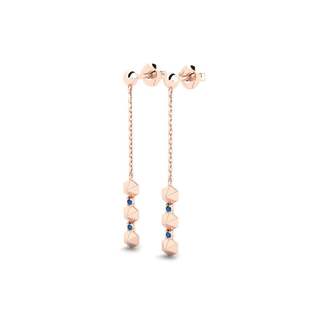 14ct Rose Gold Dark Blue Zirconia Women's Earring Ennustamine