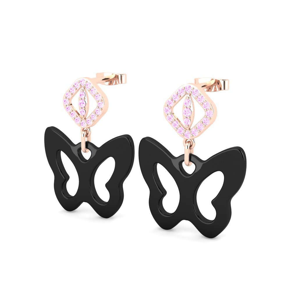 14k Oro Rosa Zafiro Rosado Pendiente de mujer Enochs