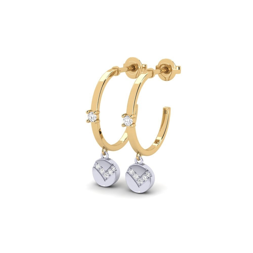 14ct Yellow & White Gold Women's Earring Enoshima