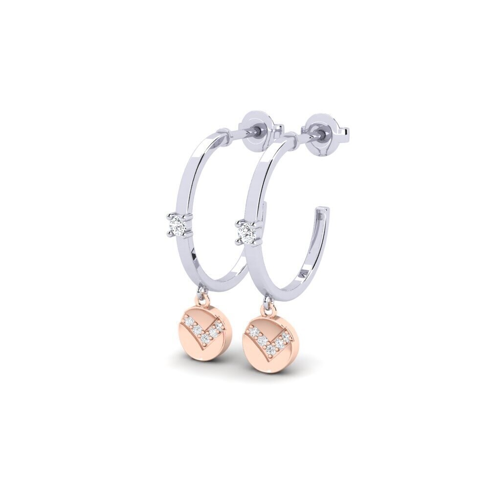14k White & Rose Gold Zirconia Women's Earring Enoshima