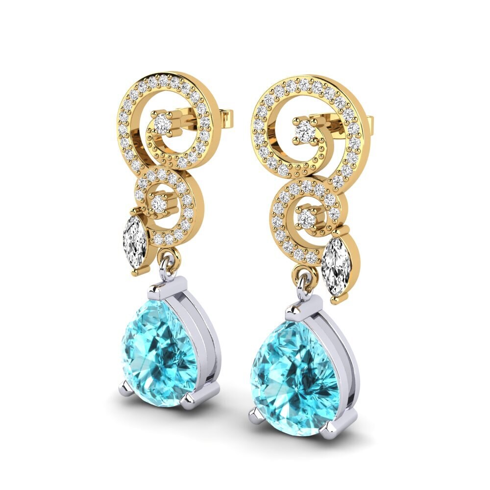 18ct Yellow & White Gold Blue Zircon Women's Earring Enriqueta