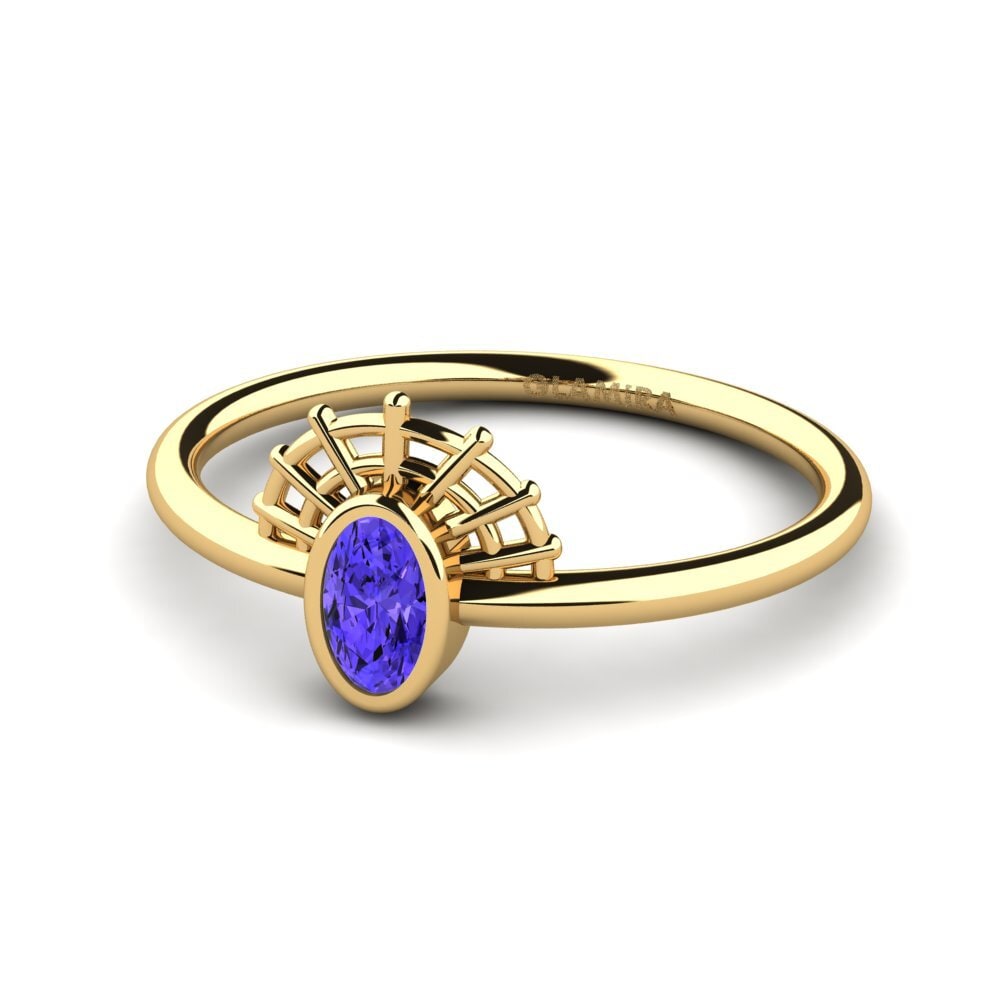 18k Oro Amarillo Tanzanita Anillo de compromiso Envy