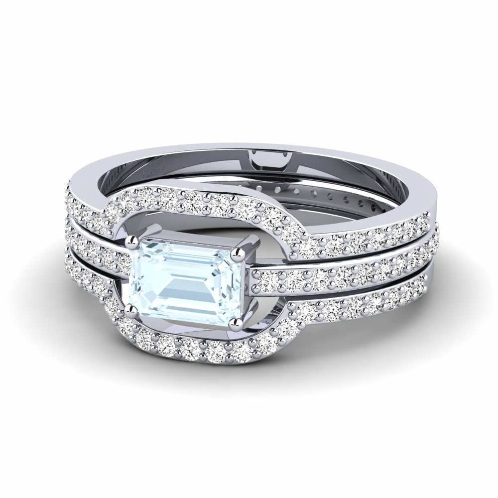 Enhancer Aquamarine Colored Diamond Engagement Rings