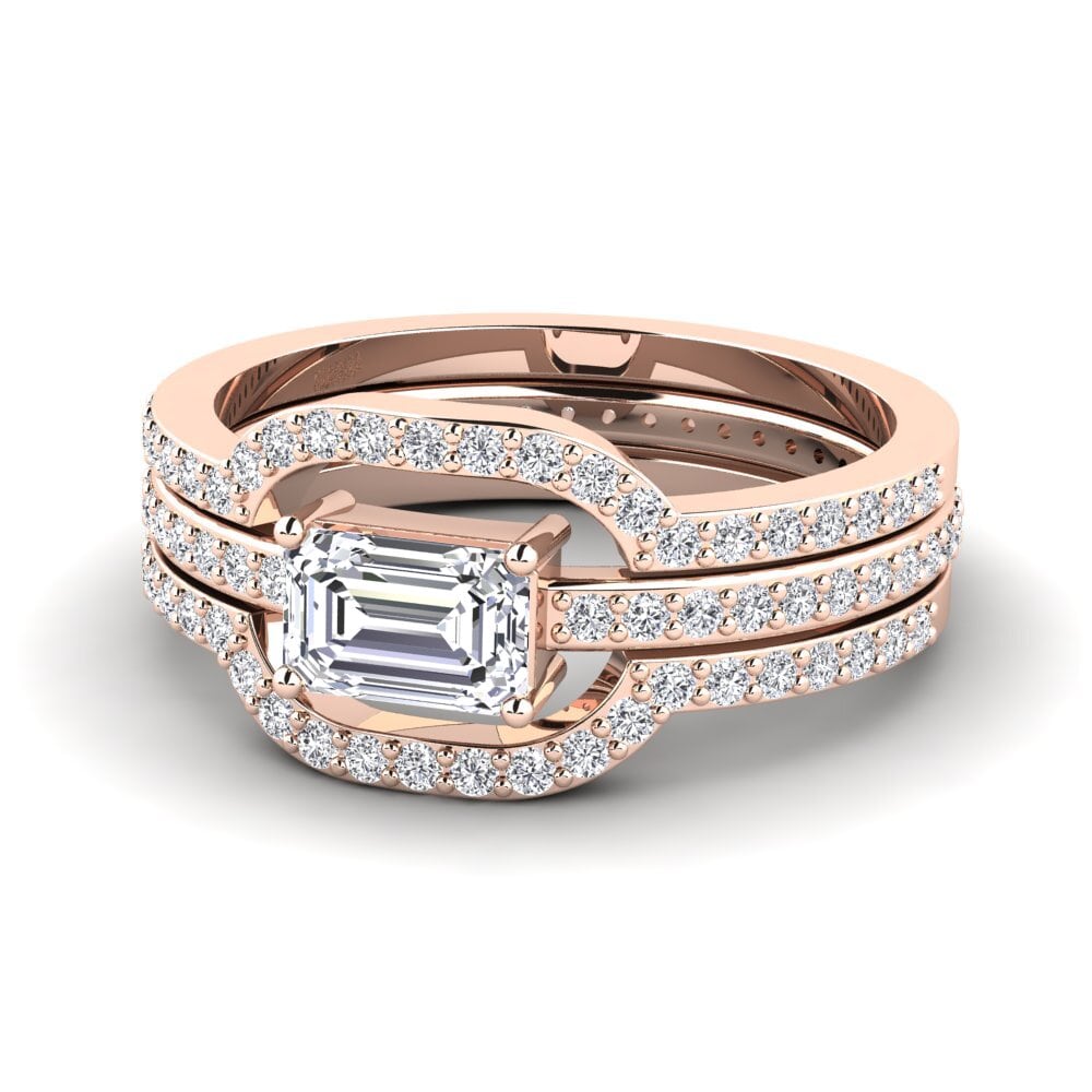 14K Rood Goud Smaragd Ringen Epect SET