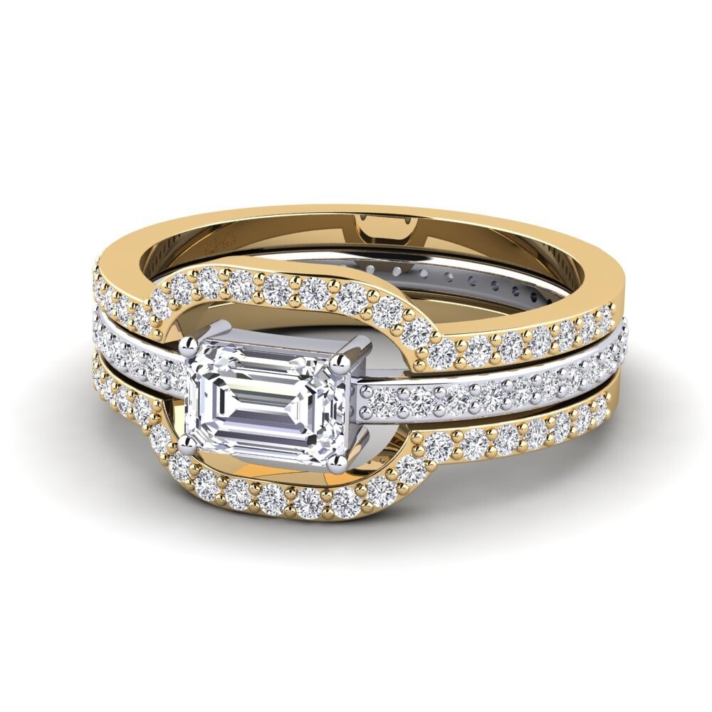 9k Oro Amarillo & Blanco Anillo Epect SET