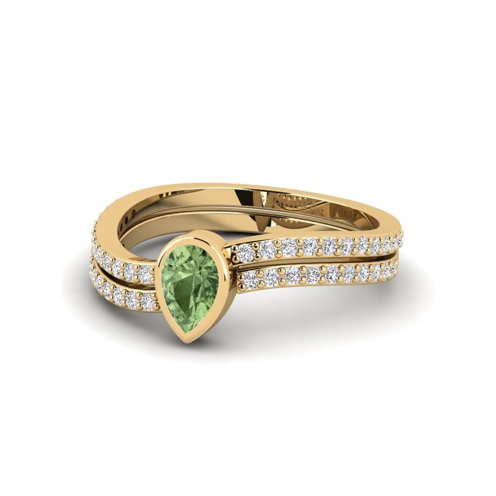 Pear Green Sapphire Ring Equate - SET