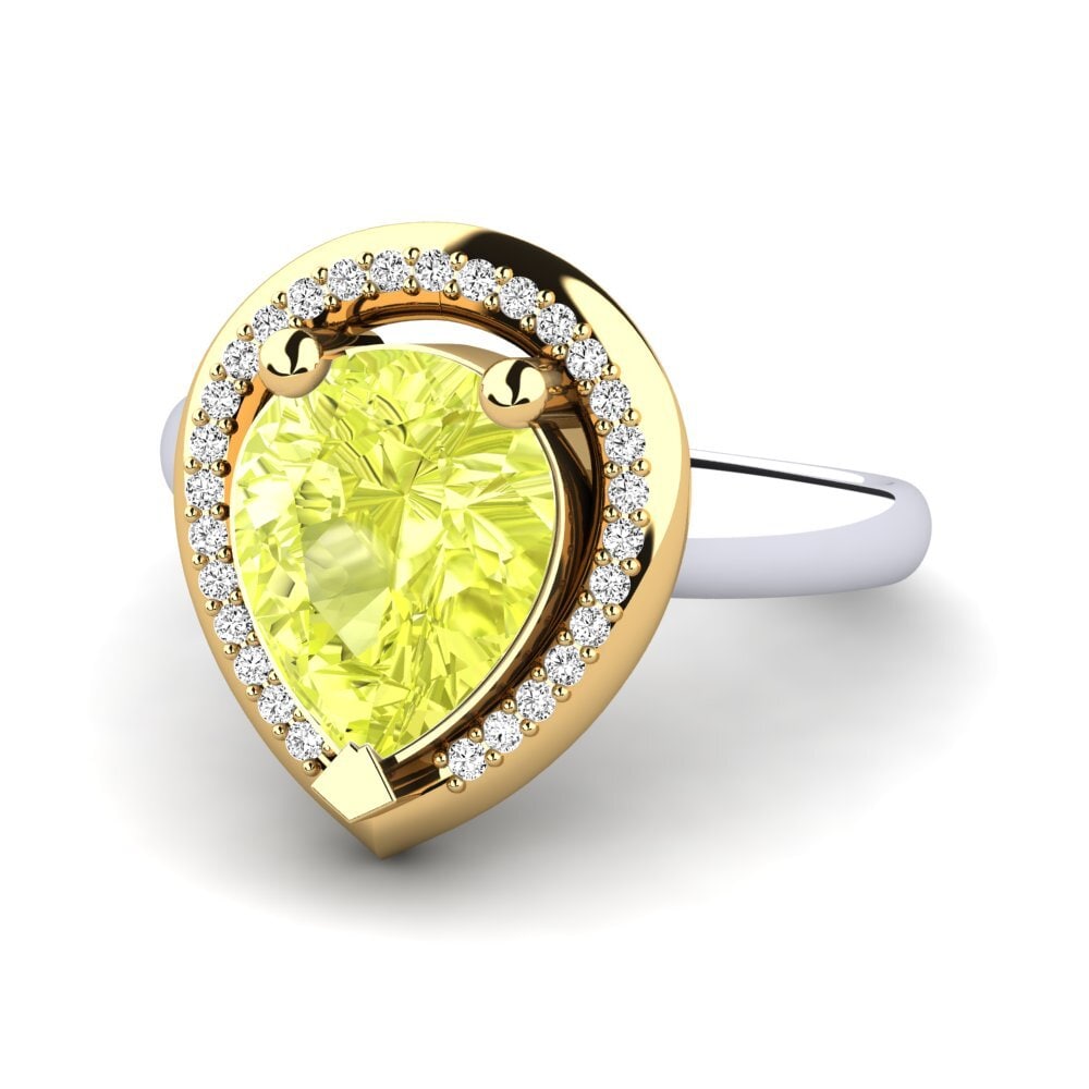 14k Oro Blanco & Amarillo Cuarzo Limón Anillo de compromiso Eranthe