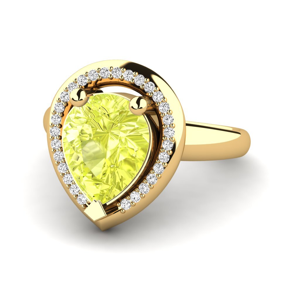 14k Oro Amarillo Cuarzo Limón Anillo de compromiso Eranthe