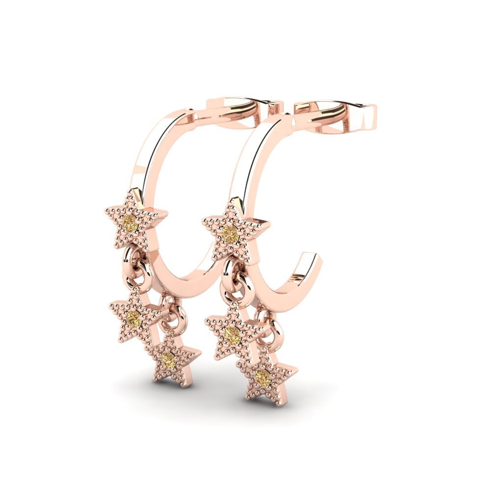 14k Oro Rosa Diamante café Pendiente de mujer Erekle