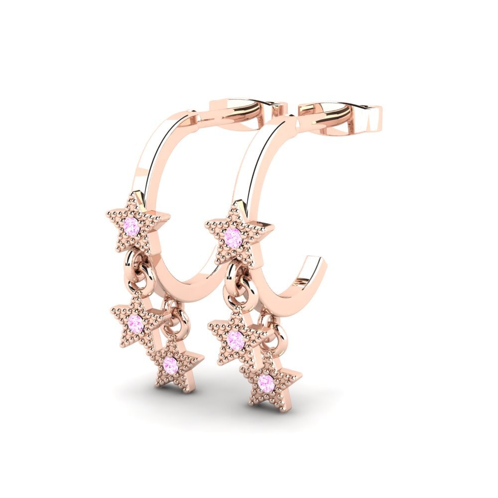 Oro Rosso 375 Zaffiro Rosa Orecchino da donna Erekle