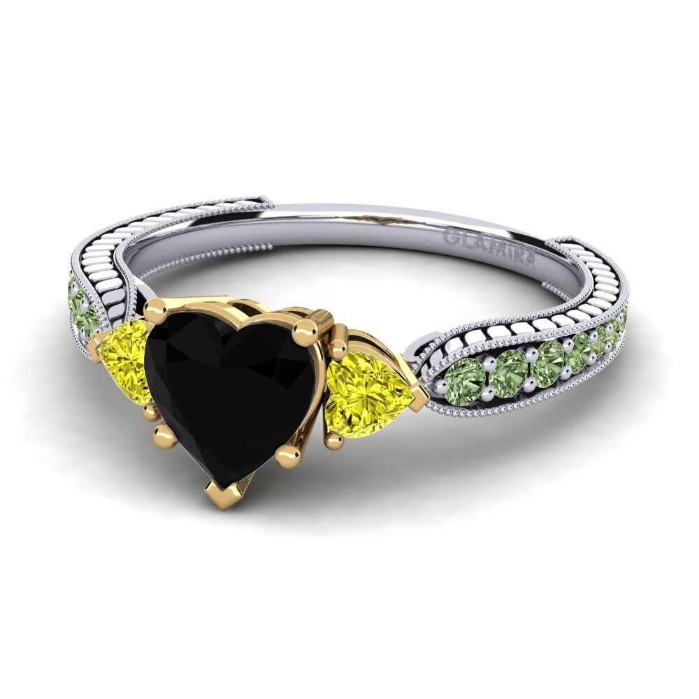 18k Oro Blanco & Amarillo Anillo de compromiso Erica