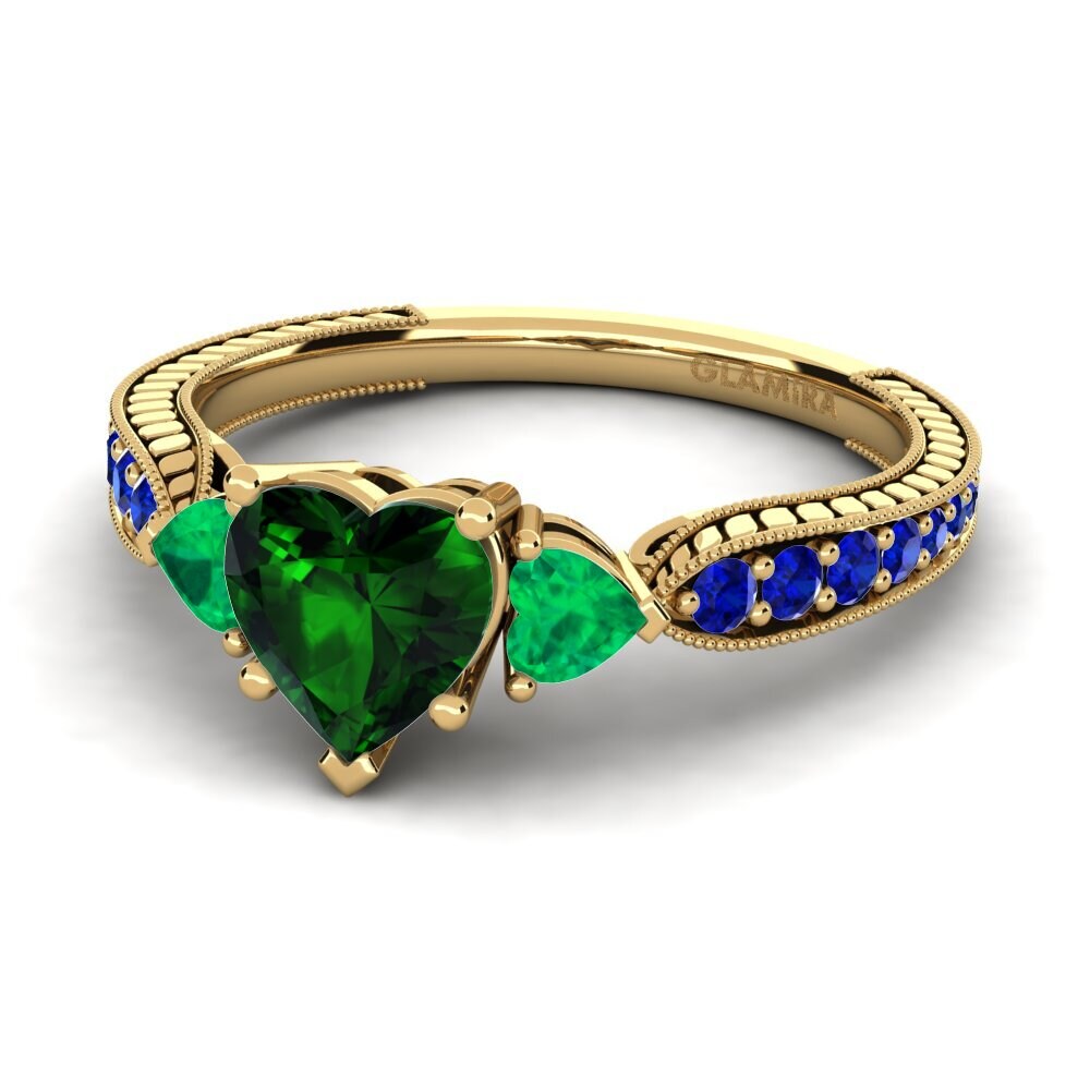 14ct Yellow Gold Green Tourmaline Engagement Ring Erica
