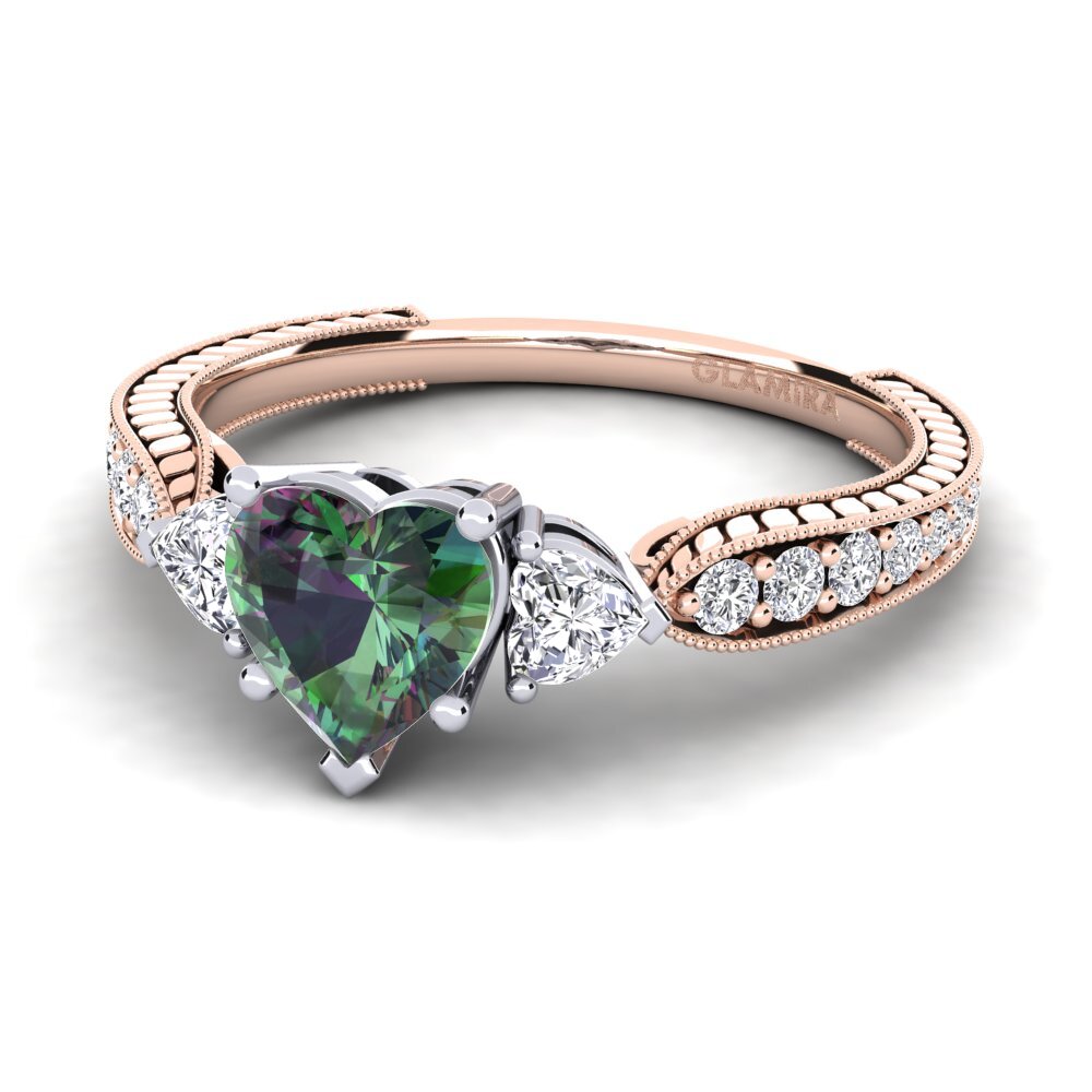 9ct Rose & White Gold Mystic Topaz Engagement Ring Erica
