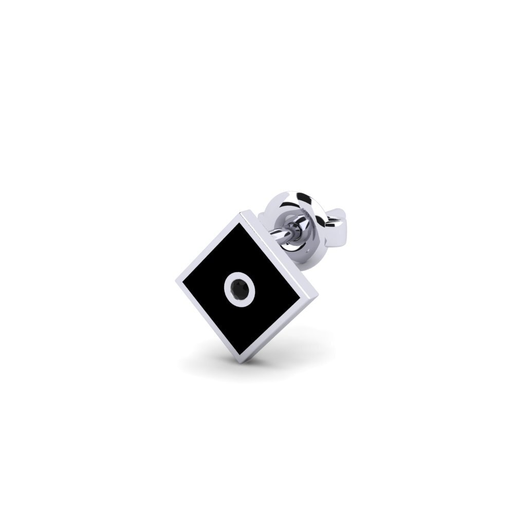14k Oro Blanco Ónix Negro Pendiente para hombre Erlot