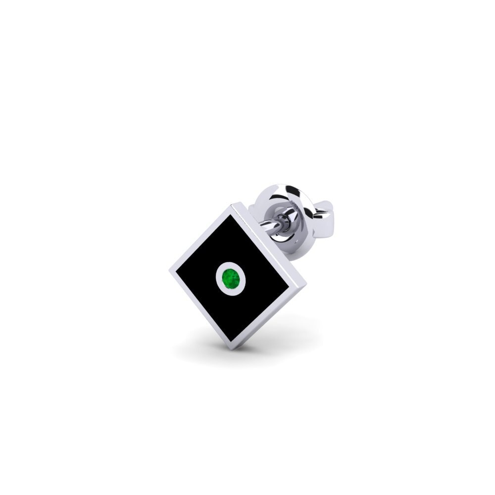 950 Platinum Emerald Men's Earring Erlot