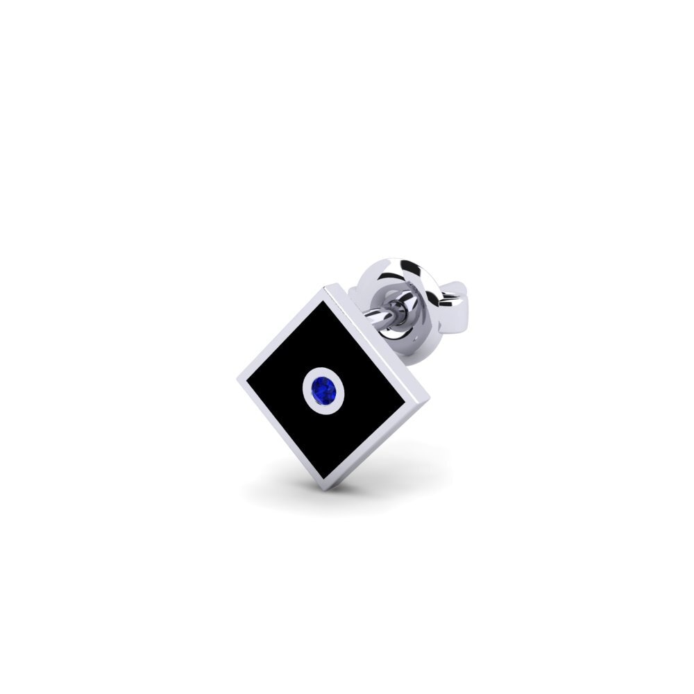 14k Oro Blanco Zafiro Pendiente para hombre Erlot