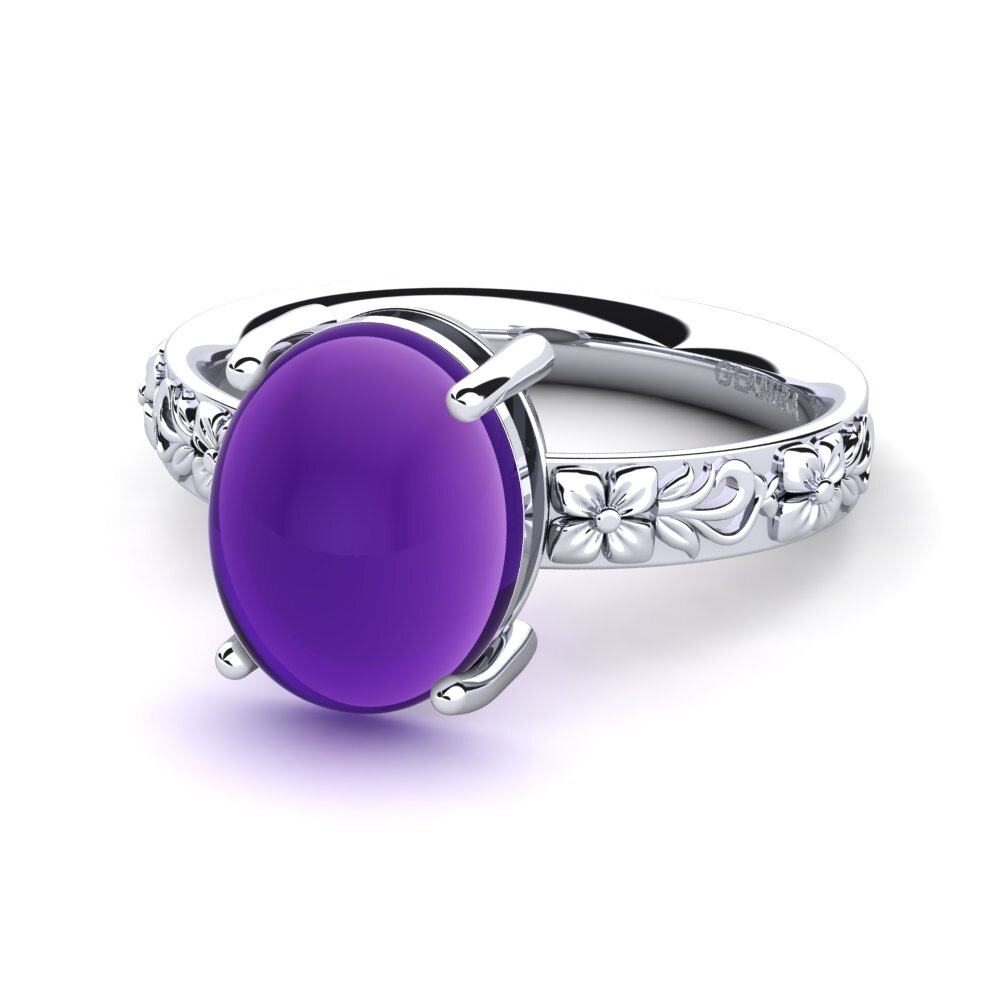 950 Palladium Cabochon Amethyst Ring Ernesha