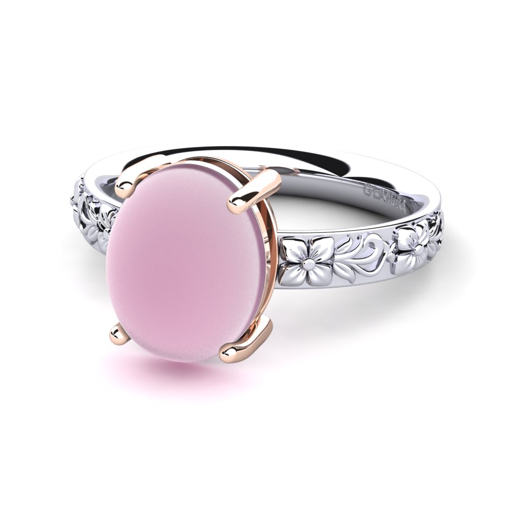 14ct White & Rose Gold Cabochon Rose Quartz Ring Ernesha