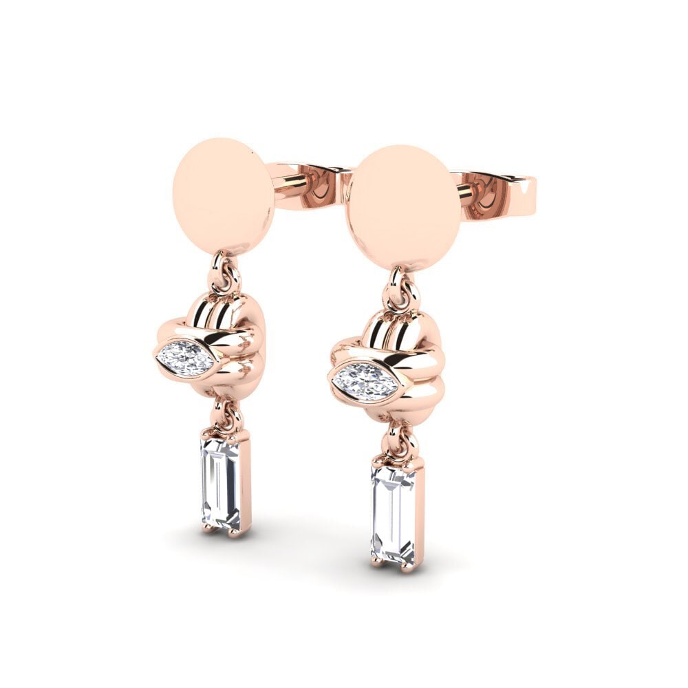14k Oro Rosa Baguette Pendiente de mujer Errola