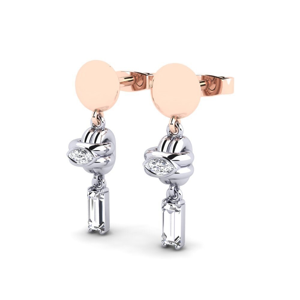 14k Oro Blanco / Rosa Baguette Pendiente de mujer Errola