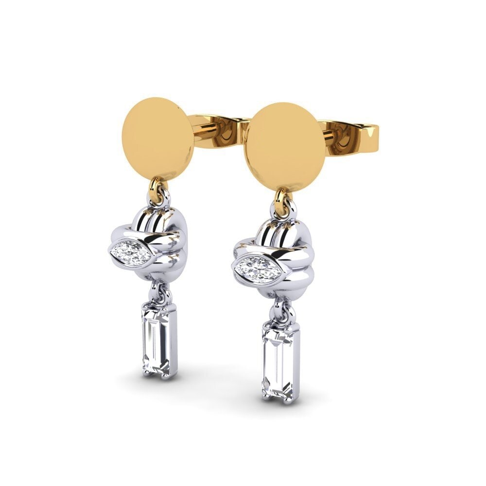 14k Oro Blanco & Amarillo Baguette Pendiente de mujer Errola