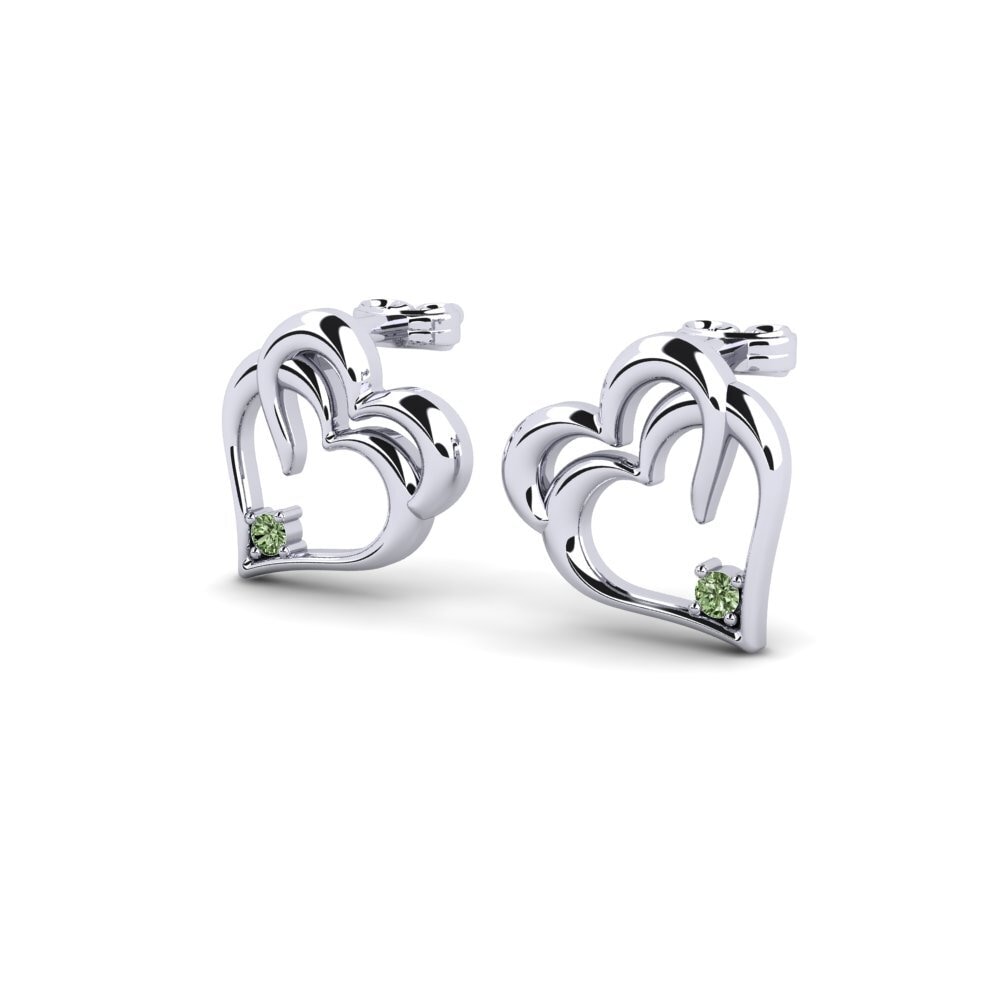 Oro Bianco 585 Diamante Verde Orecchino da donna Ersatz